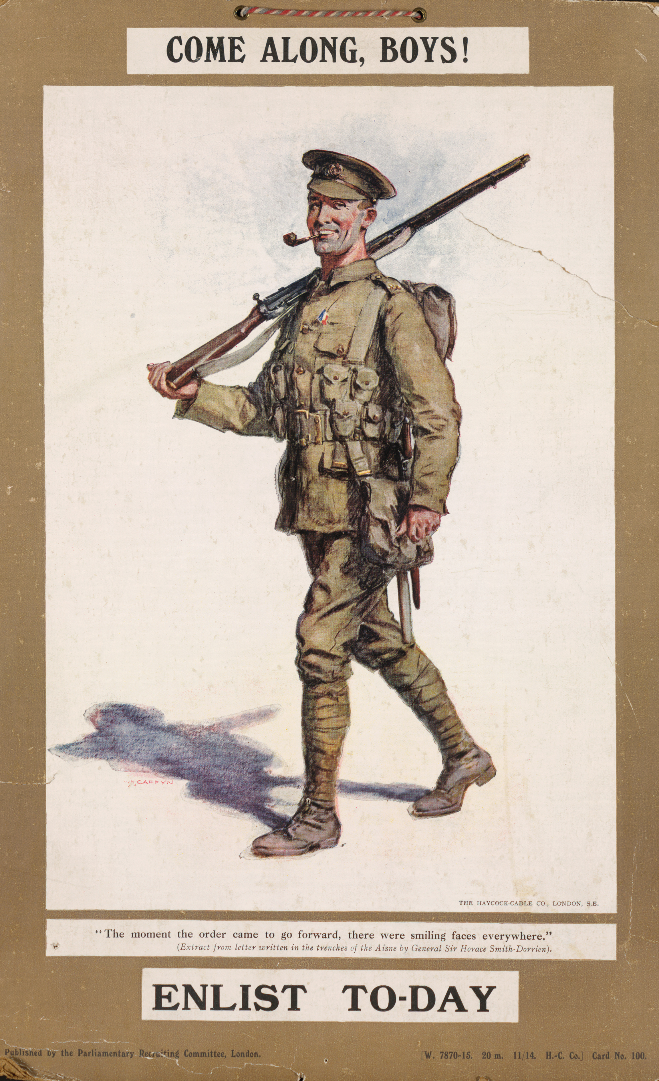 Come Along, Boys! Enlist Today. 1914-1918 poster